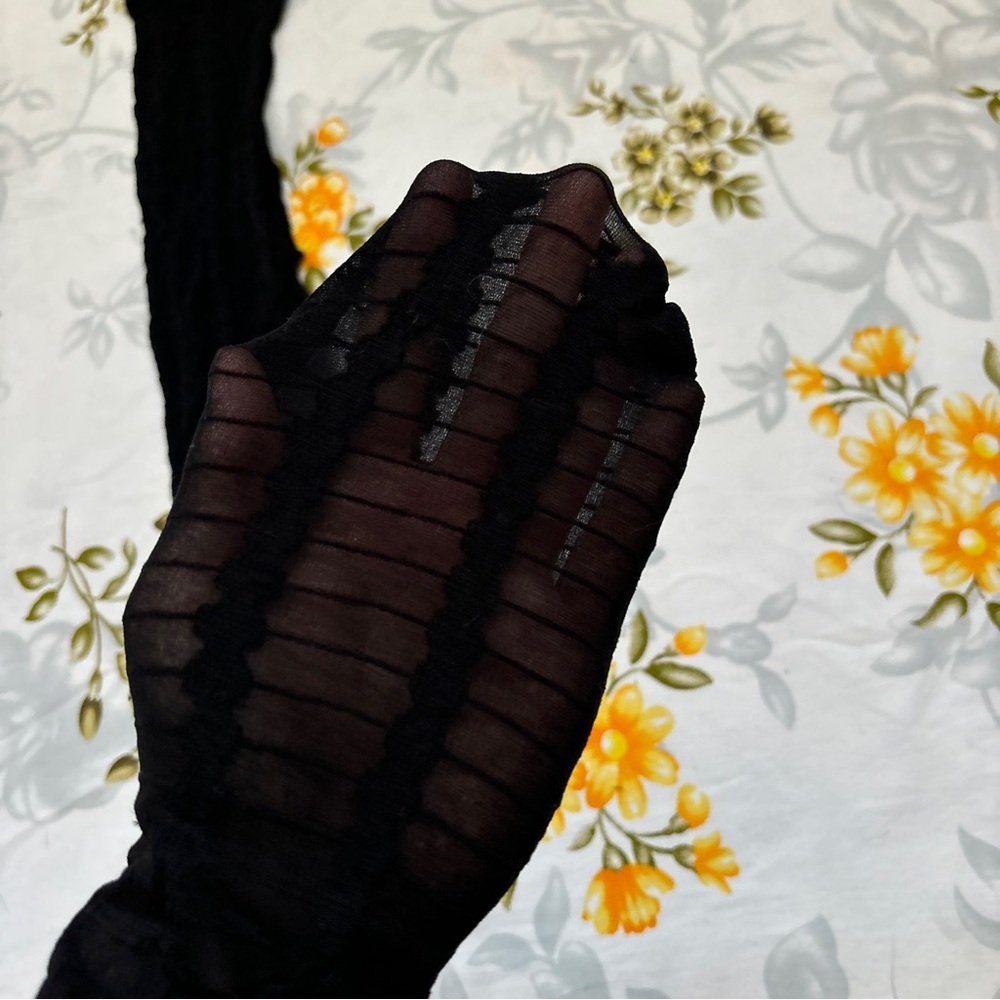 Black Patterned Thigh Highs - image 4